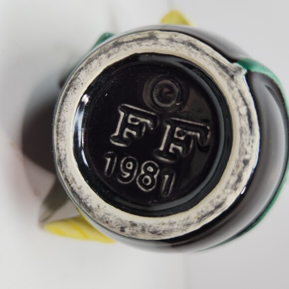 Fitz & Floyd Vintage Floral Vase 6 in. Black yellow Morning Glory Flowers - Picture 4 of 8